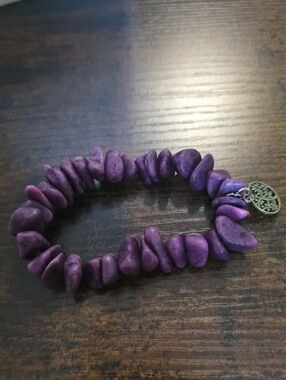 Purple Chip Bead Stretch Bracelet by